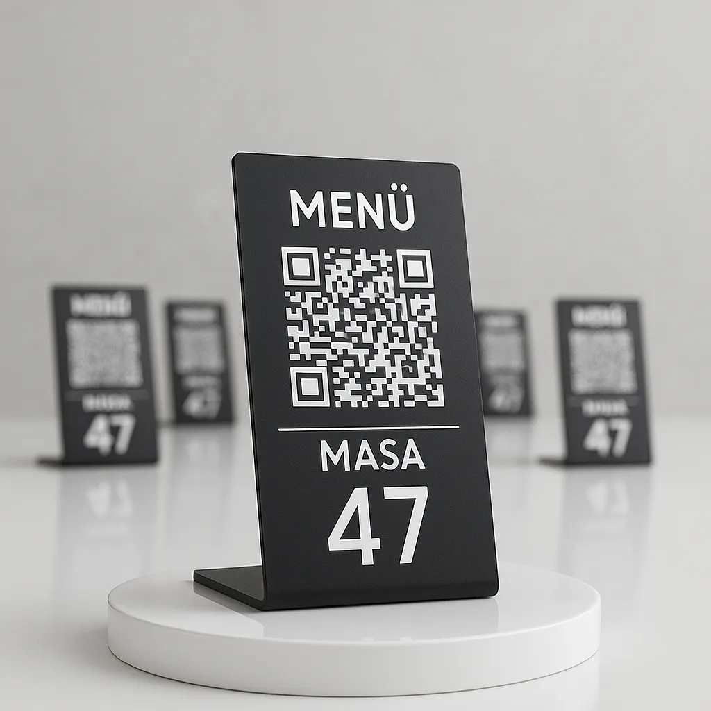 Siyah QR Menü Karekod Standı Numaralı