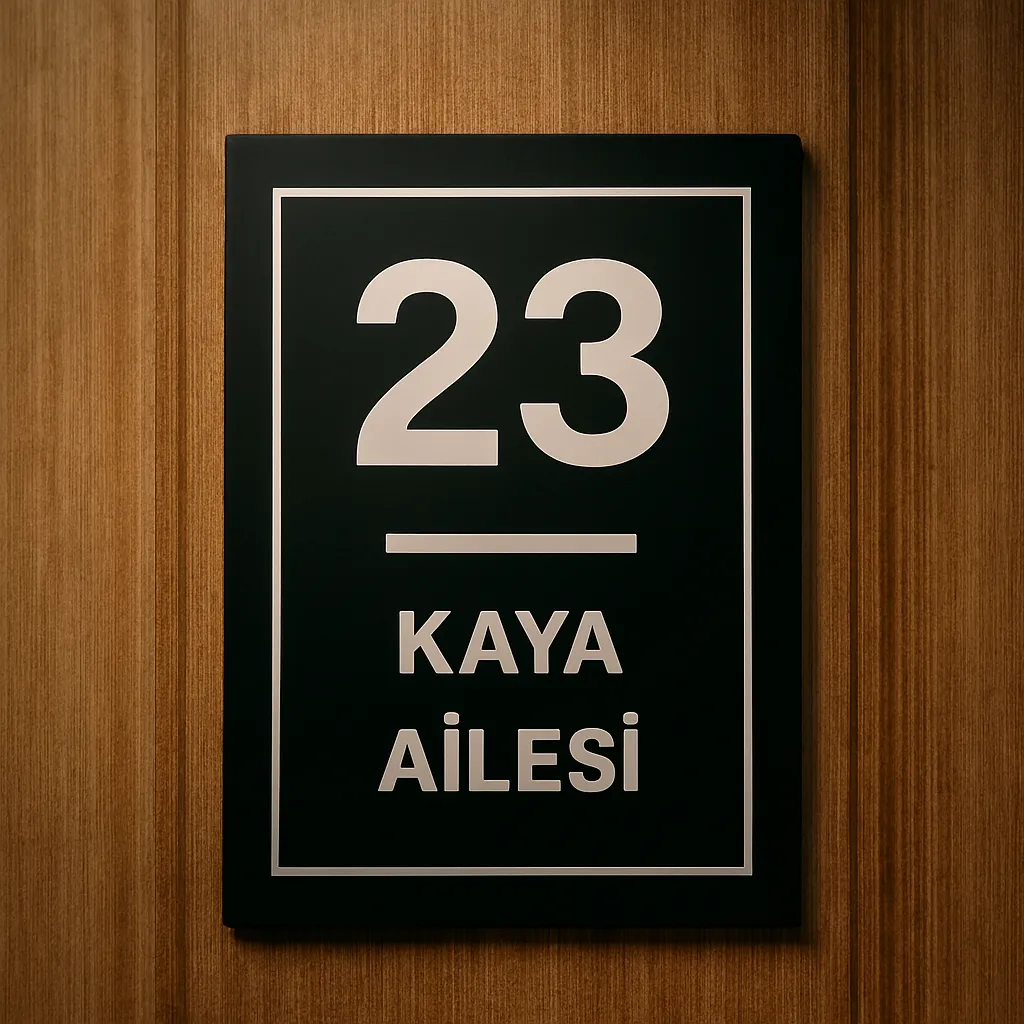 Siyah Kapı Numarası Tabelası Pleksi
