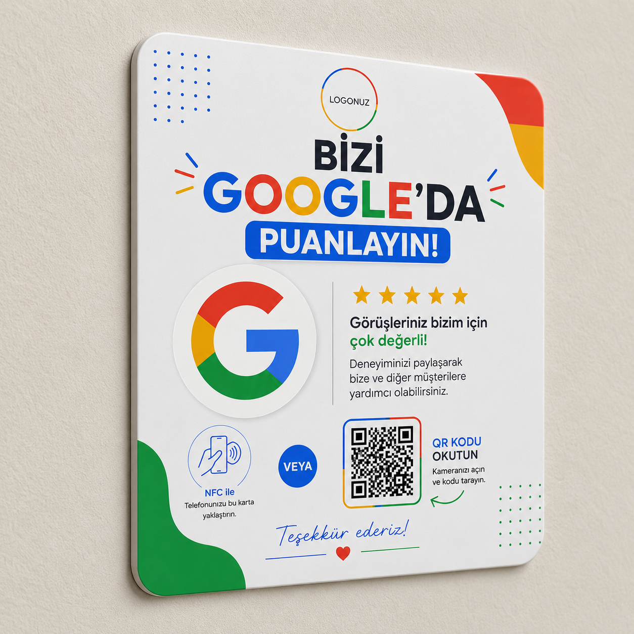 Premium Google Değerlendirme Standı QR Kodlu Müşteri Yorum Standı