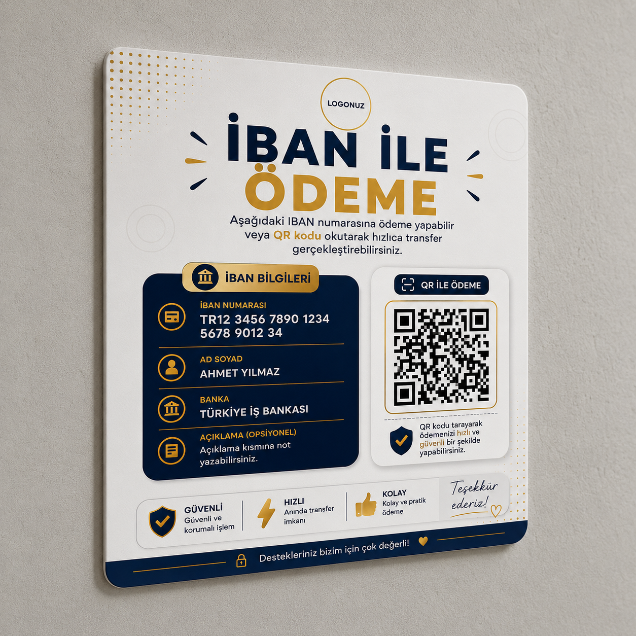 Dekota Üzeri Iban ile Ödeme QR Standı